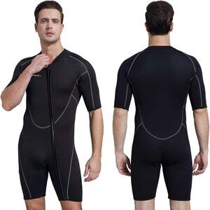 Seaskin Mens 3mm Shorty Wetsuit Womens Full Body Diving Suit Front Zip Wetsuit